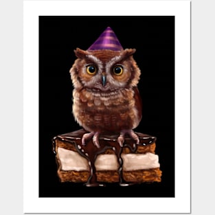 Owl on the cake Posters and Art